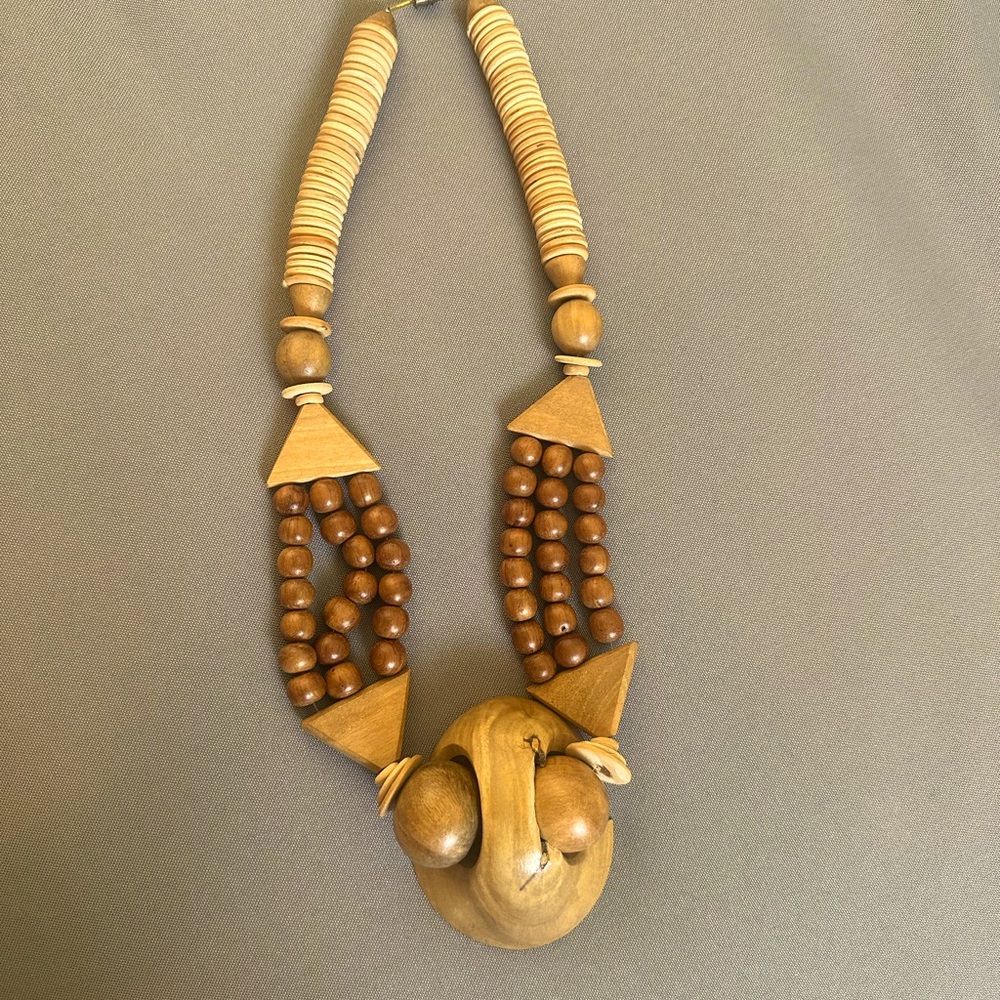 OOAK Hippie Wooden Statement Necklace